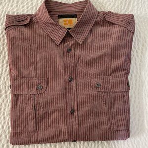 BOSS ORANGE HUGO BOSS Epaulette & Patch Pocket Seamed Sport Shirt In Burgundy XL